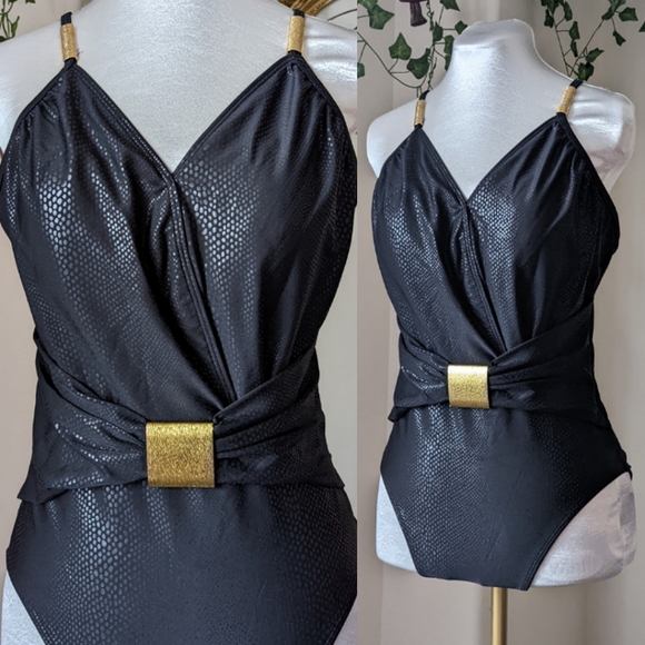 Shape FX Other - ShapeFX Black Snakeskin Sexy Chic One-piece Swimsuit Classy Vintage Goth